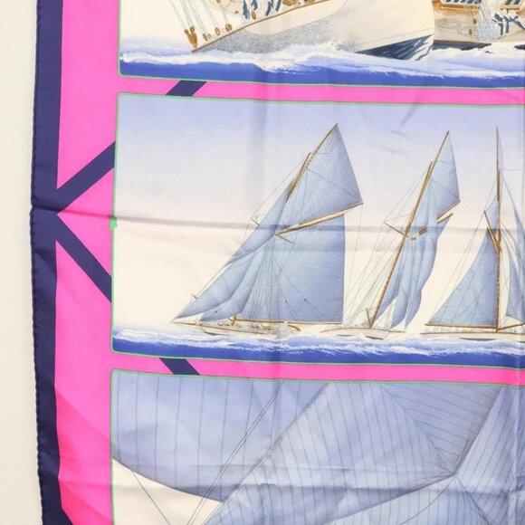 HERMES Carre 90 Scarf ""REFALES"" Silk Blue Auth - Picture 6 of 15